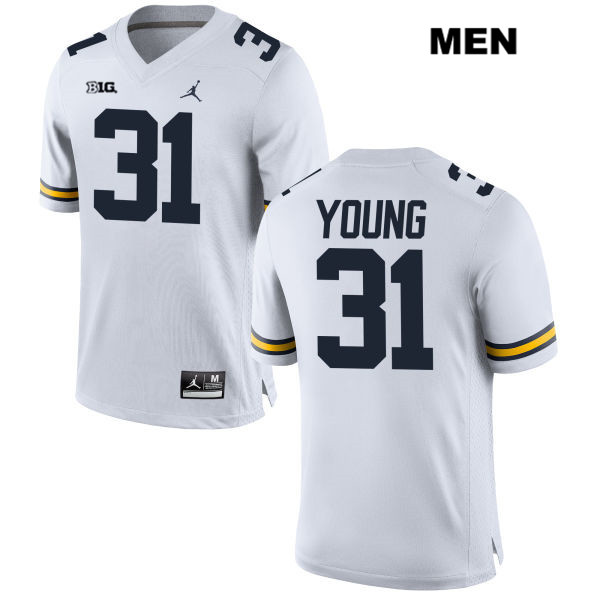 Men's NCAA Michigan Wolverines Jack Young #31 White Jordan Brand Authentic Stitched Football College Jersey TZ25C11UY